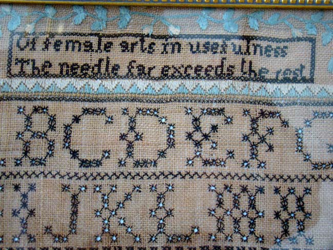 A fine Schoolgirl needlework sampler by Abigail S. Whitney of Limington, Maine, aged 11, September 14, 1832. — image 3
